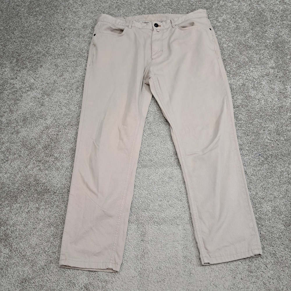 Zara Mens Beige Textured Cotton Stretch Chino Pants Size 36 7898